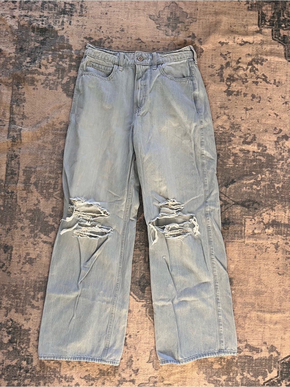 Hollister Light Blue Distressed Straight-Leg Jeans